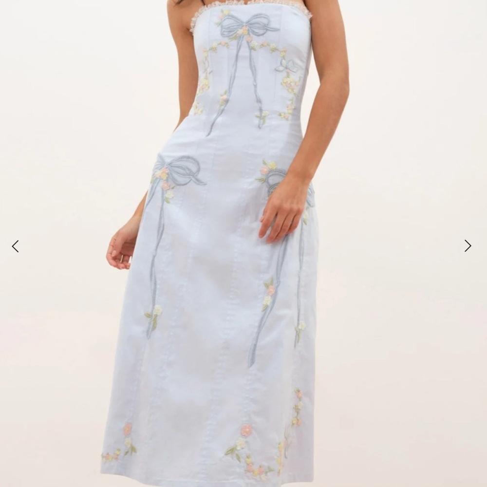 For Love And Lemons Strapless Light Blue Dress